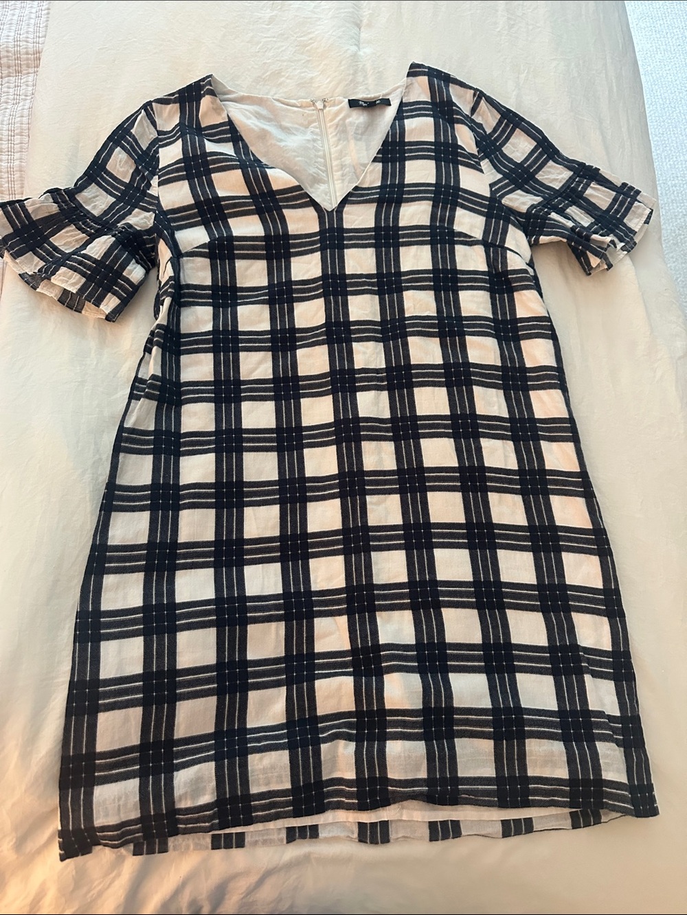 Madewell Ruffle Sleeve Plaid dress